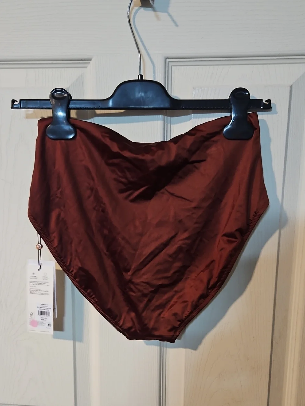 CALIA Women's Asymmetrical Rectangle Trim Swim Bottom: RED BROWN SHINE: NWT: S_5